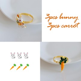 Easter Napkin Rings Set of 6, Gold Bunny Rabbit Napkin Ring Holders for Easter Decoration Party Dining Table Settings