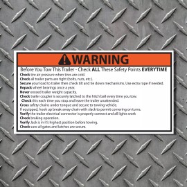 Wilson Graphics Inc. 3" tall x 6" wide Trailer Towing Checklist Warning Vinyl Decal Sticker Safety