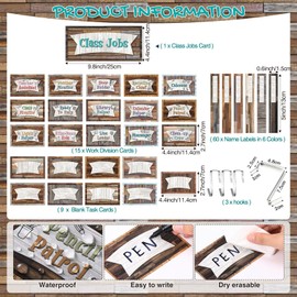 Fulmoon 86 Pcs Class Jobs Pocket Chart Set Teacher's Helper Boho Classroom Management Educational Pocket Chart Boho Classroom Bulletin Board Decor for Back to School Supplies (Home Sweet)