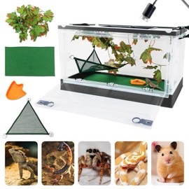 RunDuck Travel Portable Foldable Terrarium Kits for Reptiles -Heat-Resistant Material, Easy to Move with Wheels, Includes Plant, Feeding Bowl, and Carpet for Snakes, Lizards, Tortoises, and Leopard