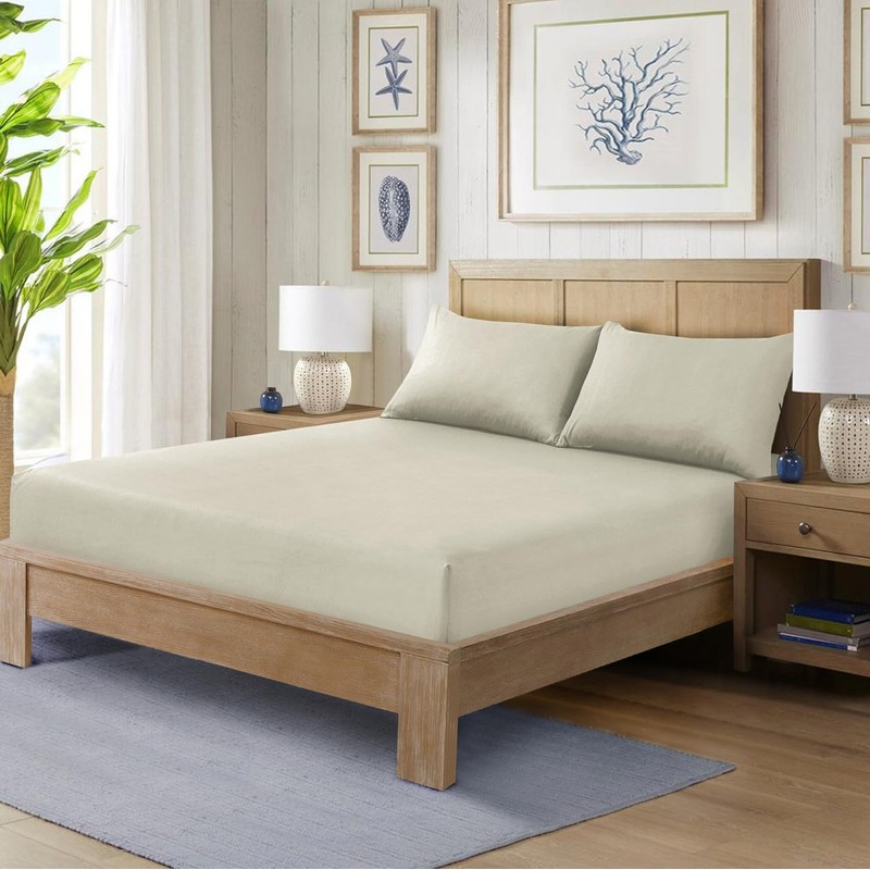 CHARKHAH Polycotton Fitted Sheet for Single Double King Super King
