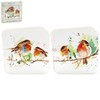 Colour Full Double Winter Robins Sitting on a Branch Set