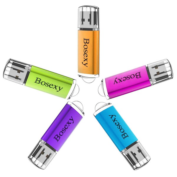 USB Stick 8GB 5Pack, Bosexy Cap USB Flash Drive Multicolour