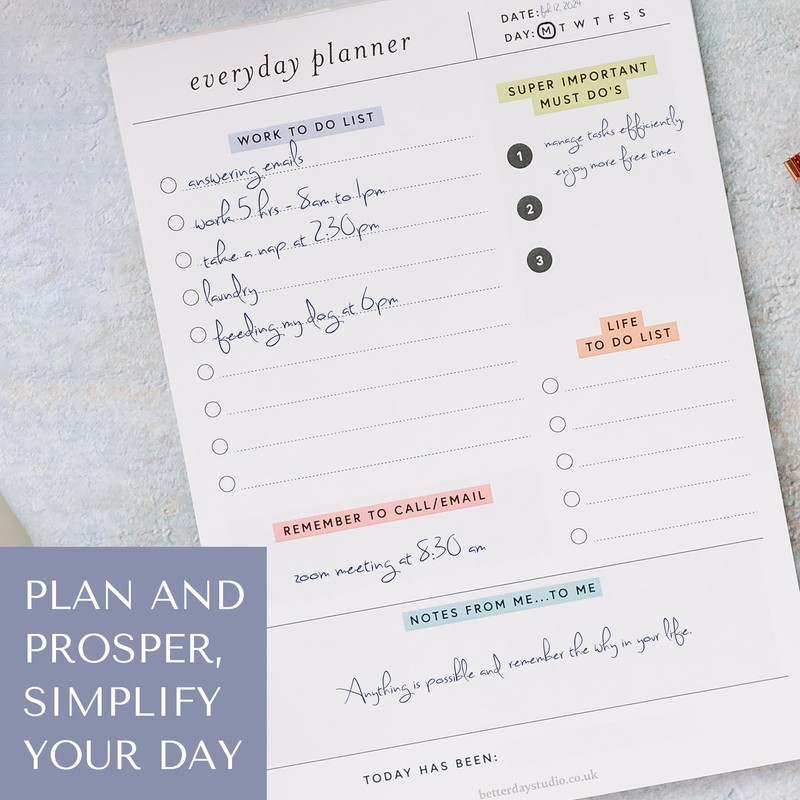Everyday Planner - Daily Planner Notepad | To Do List