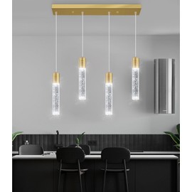 dolria 4-Lights Modern Crystal Chandeliers for Kitchen Island Mini Pendants Lighting Fixture LED Ceiling Light for Dining Room Living Room 6000K