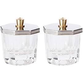 Copa de Cristal para Uñas con Tapa 2 Piezas, Mini Octogonal Mezcla de Líquido Acrílico y Polvo, Recipiente Transparente, Uso en Manicura DIY y Salón