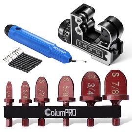 ColumPRO HVAC Repairing Tools, 8 Pcs Swaging Drill Bit Set,Air Conditioner Copper Pipe Expander Swaging Tool, Hex Shank Copper Pipe Flaring Tool Tube Expander,Copper Pipe Cutter and Deburring Tool