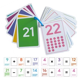 Lachilly Double-Sided Number Flashcards – Interactive Math Cards Set for Addition, Subtraction, Multiplication, Division and Symbols – Montessori Teaching Aids with Random Combination – 50 Cards