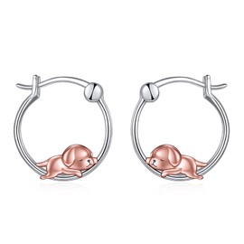 VONALA Animal Hoop Earrings, 925 Sterling Silver French Bulldog/Black Cat Jewellery for Women and Girls, Sterling Silver