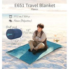 Litume Travel Blanket Lightweight and Breathable, 122x170 cm, Soft Airplane Blanket for Travelers, Foldable Camping Sheet with Stuff Sack for Flight, Train, Camp, Traveling (Fleece(Teal))
