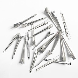 MUUZLL 30 Packs Duck Bill Clips 9cm 3.5 Inches Rustproof Metal Alligator Curl with Holes for Hair Styling Coloring Billed Silver Sectioning, Pins Curls & Long