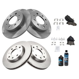 TRQ Front and Rear Brake Pad & Rotor Kit Brake Chemical Kit Brake Pads Brake Rotor Ceramic Compatible with 2004-2009 Kia Spectra 2005-2009 Spectra5