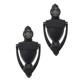 QCAA Door Knocker with 180 Degree Viewer, Zinc Die-Cast Construction 5-1/2'' Height, Matte Black, 2 Pack