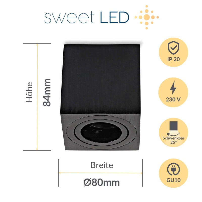 Sweet LED Surface-Mounted Spotlight, Ceiling Light, Surface-Mounted with GU10 Socket,