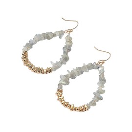Teardrop Stone Beaded Dangle Earrings Colorful Natural Stone Bohemian Statement Hoop Earrings for Women Boho Holiday Party Jewelry-E1