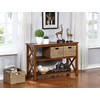 eHemco X-Side Console Sofa Table with 2 Storage Shelves and