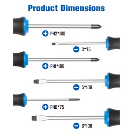 ROTATION Repair Tool Resin Handle Screwdriver Set [Set of 6]