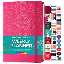 Legend Weekly Colorful Planner 2nd Edition – Undated Life & Work Agenda Journal for Time Management, Goal Setting, Productivity, Tasks & To Do Lists – A5 size, 5.8 ″ x 8.3″, Hardcover – Hot Pink