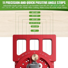 Poiyham Adjustable Angle Track Saw Square, Guide Rail Square with Edge Support, -60°to 60° Quick Positive Angle Stop, Protractor, 90 Degree Guide Rail Squares for Precision Cutting