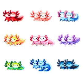 Axolotl Earrings 9PC Set Cute Earring Drop Style Fun Animal Designs Weird Funky Looks Silly Novelty Accessories Women Perfect Party Favors Gift Ideas for Kawaii Lovers Quirky Unique Accessory