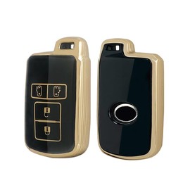 Toyota Toyota Exclusive Key Case Key Cover Genuine Leather Key Chain Noah 80 Series Voxy 80 Series Esquire 80 Alphard 30 Series Velfire 30 Series Sienta Sliding Doors (Type B, Gold and Black Single