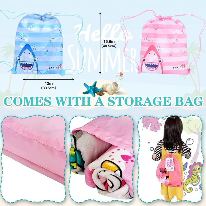 Kids Hooded Bath Towel,Poncho Towel Swimming Towel Microfibre Soft and