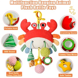 Goorder Pram Toy 0-6 Months, Cot and Baby Seat for Biting, Grasping and Making Sound, Baby Toy for Toddlers from 0-18 Months Newborn Boy Girl Baby Gift