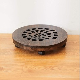 SINOBEST Wood Plant Caddy, Heavy Duty Rolling Planter Dolly With Rotating Casters, Movable Flower Pot Stand, Round Plant Stand With Lockable Wheels, Heavy Objects Hauling (12 Inch)