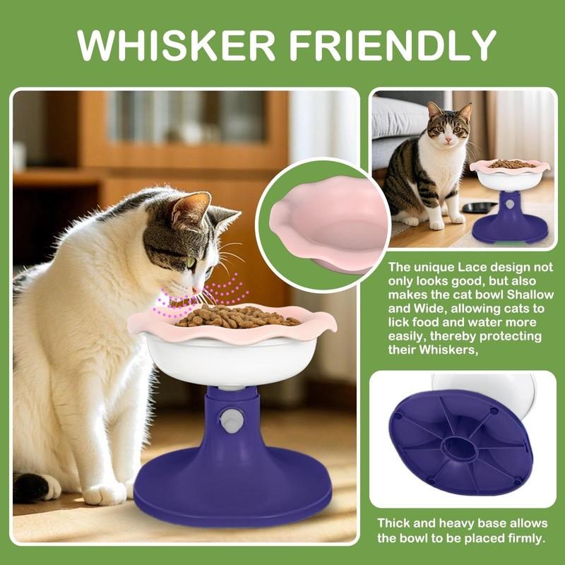 LimxFree Adjustable Ceramic Elevated Cat Bowls, 30° Tilted Raised Cat