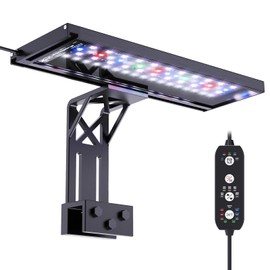 SEAOURA Clip On Aquarium Light for Plants-24/7 Cycle Fish Tank Light with Timer, Full Spectrum+7 Colors Mode, Auto On/Off, Adjustable Brightness and Height, 20W (12inch for 12-20 inch Tank)