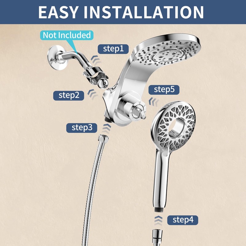 KAIYING Magnetic Rain Shower Head with Handheld Spray Combo, High