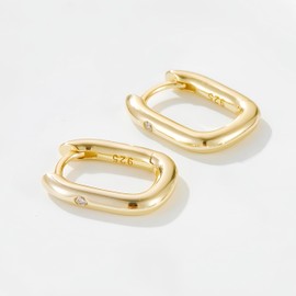 Vintage Oval U-Shaped Sterling Silver Earrings, Simple And Versatile, Diamond-Encrusted Embellishments, Stylish Draped Earrings, 925 Sterling Silver Material, Women's Fashion Jewelry Gifts