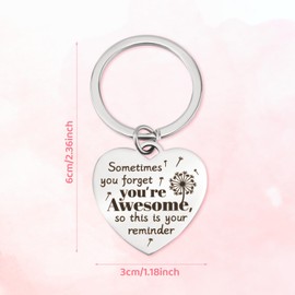 XIHIRCD Inspirational Gifts Keychain for Women, Heart Shaped Sometimes You Forget You'Re Awesome Inspirational Key Chains Meaningful Motivational Keyring for Daughter Friends Sister Niece
