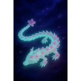Outgoto 3D Printed Dragon Glow in The Dark Cherry Blossom Dragon Articulated Animals Fidget Toy Figurine Desktop Pet
