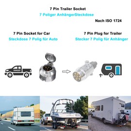 XUEYI 7 Pin Socket Trailer Metal Aluminium Housing with Rear Seal, According to ISO 1724, Trailer Socket 7 Pin, Car Socket 12 V 7 Pin, Socket 7 Pin for Car Trailers