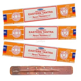 Satya Nag Champa Eastern Tantra Incense Sticks | x3 pack | with SAMASIA incense sticks holder | Used for Aromatherapy, Spa, Yoga, Weddings, Meditation, Healing, Positivity and Relaxation