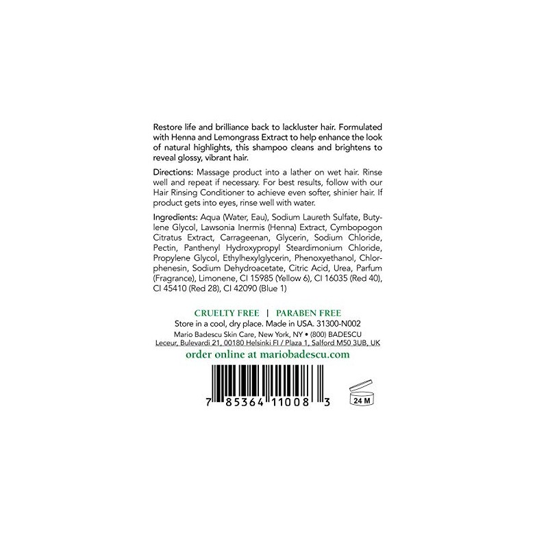 Mario Badescu Henna & Seamollient Hair Shampoo for Men &