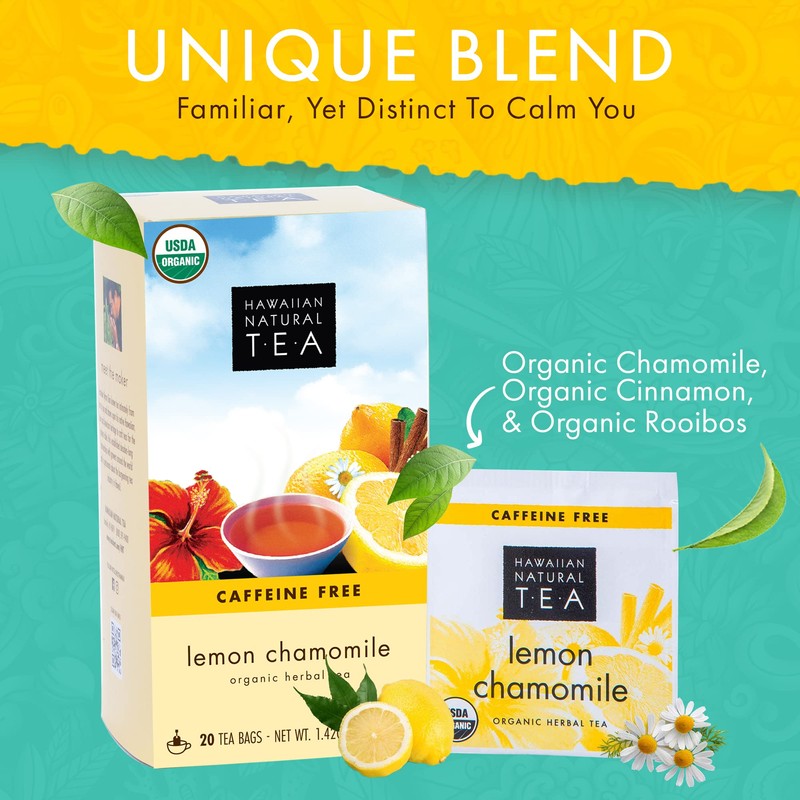 Organic Lemon Chamomile Tea - Caffeine Free Herbal Tea -
