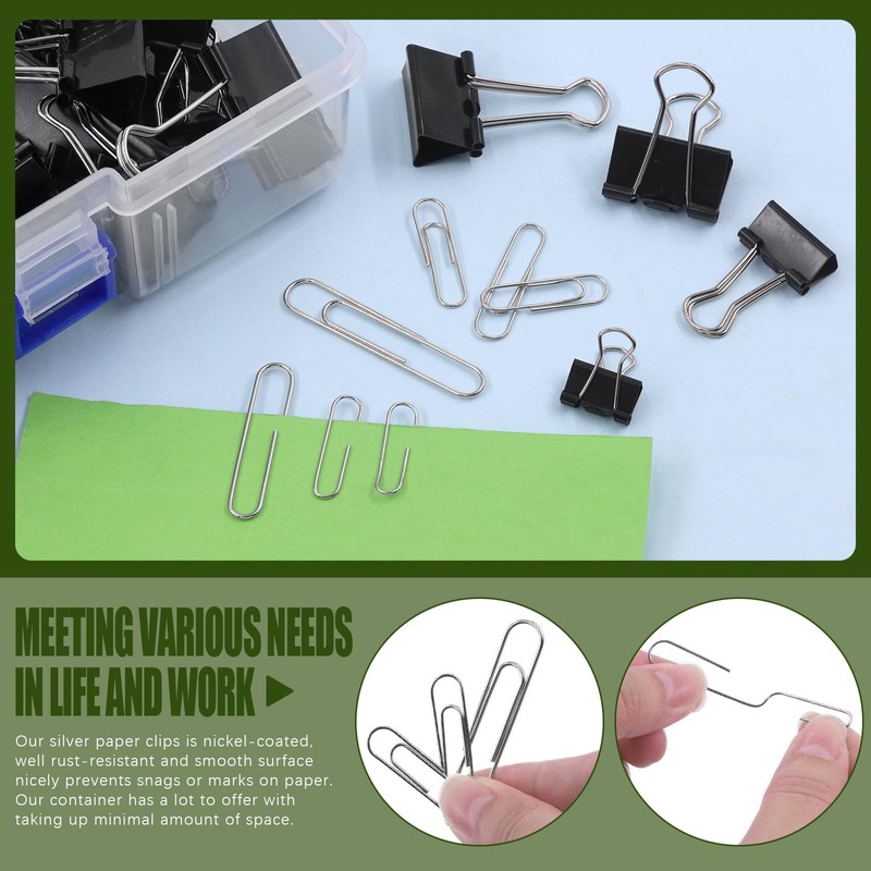 Keadic 350Pcs Silver Paper Clips and Black Binder Clips Assorted