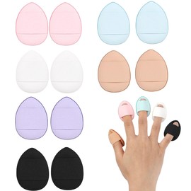 Finger Puff, 12pcs Mini Finger Powder Puff Finger Makeup Sponges Soft Beauty Cosmetic Makeup Tools for Foundation, Under Eye, Cream, Concealer, Eye Shadow (6 Color 1 Set)