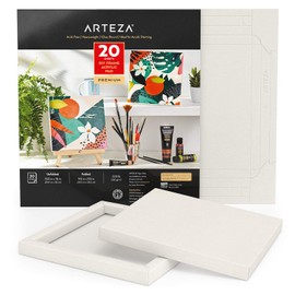 Arteza Acrylic Paper Foldable Canvas Pad, 9.5x9.5 Inches, 20 Sheets, DIY Frame, Heavyweight Acrylic Paint Paper, 220 lb, 360 GSM, Acid-Free, Art Supplies for Painting & Mixed Media Art