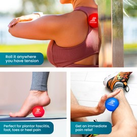 Beenax Lacrosse Massage Ball - Perfect for Trigger Point Therapy, Myofascial Release, Plantar Fasciitis, Deep Tissue and Muscle Relief - Designed to Relieve Stress and Relax Tight Muscle (Red, Blue)