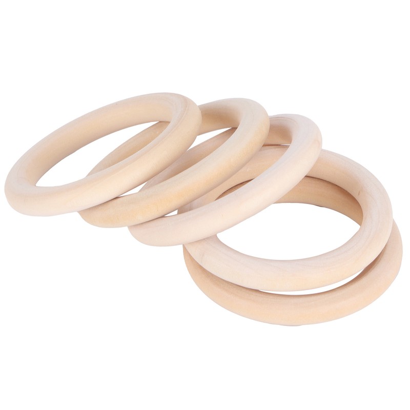 20Pcs Wood Baby Natural Teething Rings DIY Jewelry Circle Pendant