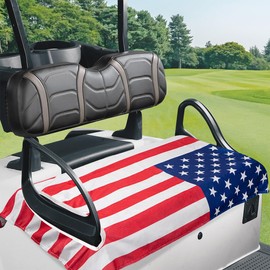 Patriotic Golf Cart Seat Covers Club Car, Machine Washable Golf Cart Seat Blanket Towel 51'' x 31'', Universal Fit All EZGO, Yamaha, Icon and More 2-Seat Golf Carts Essentials (American Flag)