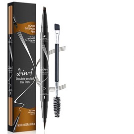 2 in 1 Dual Ended Eyebrow Pencil, Waterproof Microblading Pen, Smudge-proof 3D Effect for Natural Brows, Dark Brown, Ideal for Eyebrow Pencil and Eyeshadow