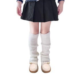 Ewanda store Leg Warmers for Kids Junior Girls Sock Sleeves Knitted Winter Leg Warmers for Yoga Ballet Dance Sports,White