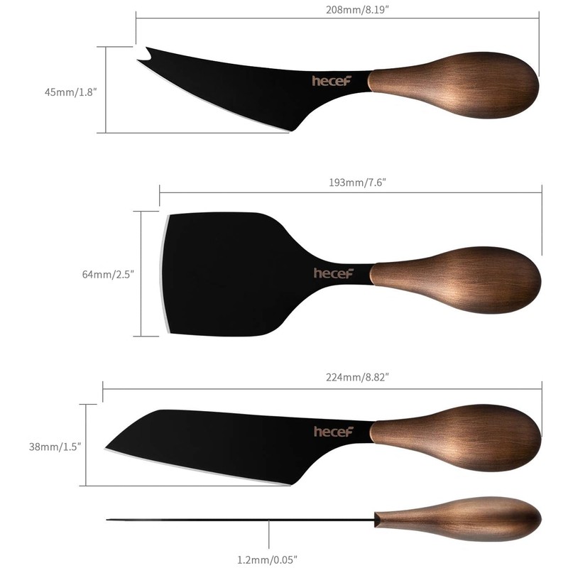 hecef Cheese Knife Set of 3, Bronze Grain Multipurpose Retro