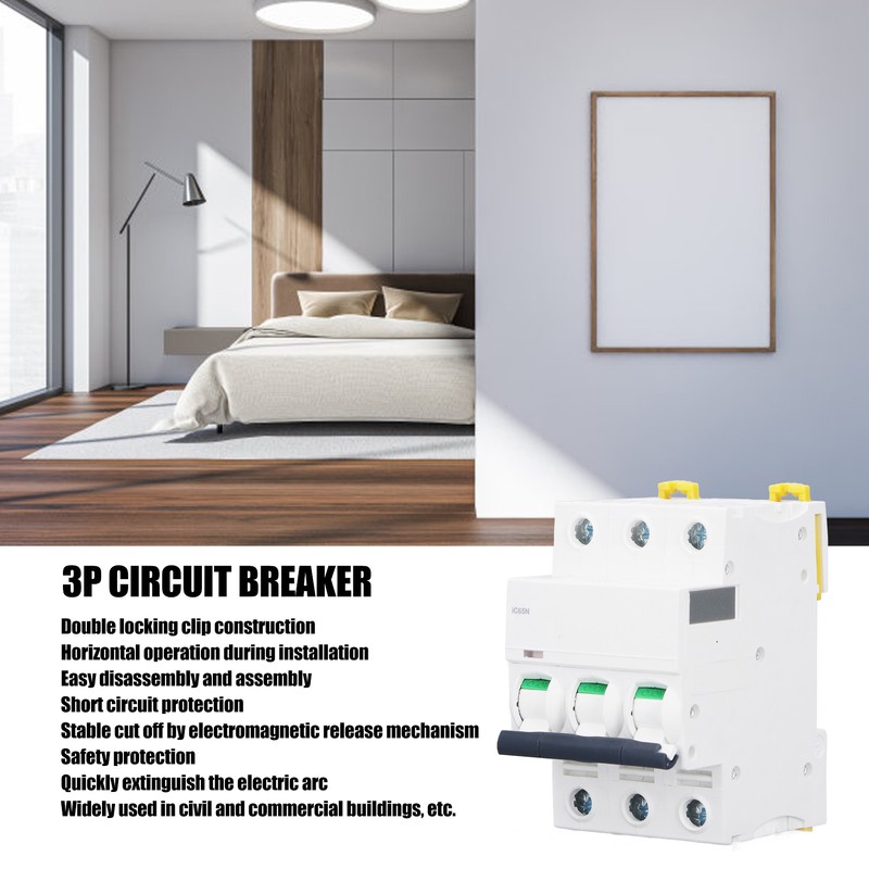 3P Miniature Circuit Breaker Easy Disassembly Assembly Din Rail Mount