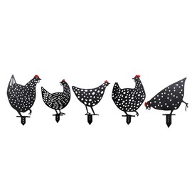 Easylife Chicken Silhouettes Metal Garden Ornaments, Set of 5 Decorative Garden Art, Weatherproof Garden Accessories W14-22cm x H24-26cm - Fully Guaranteed