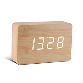 Gingko GK15W11 Digitaluhr 'Click Clock' Ziegelsteinform, Buche mit weißer LED-Anzeige
